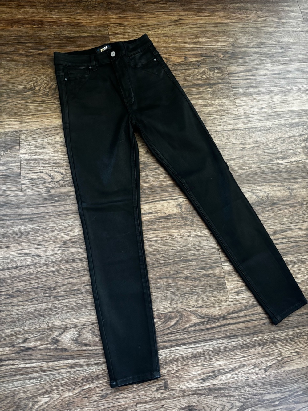 PAIGE Black Skinny Ankle High-Rise Coated Jeans for Women
